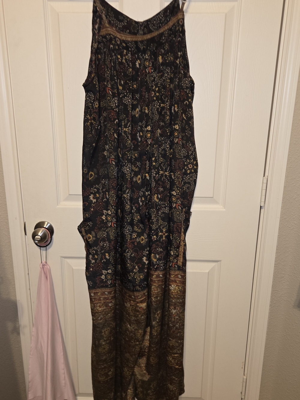 Bohemian Floral Wide-Leg Jumpsuit in Black and Olive - Picture 4 of 11